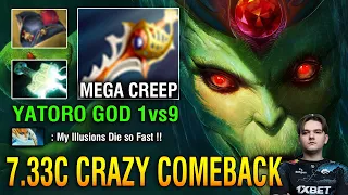 70Min Epic Crazy Game Mega Creep Comeback By Yatoro [Medusa] Divine Rapier vs Naga Full Item 7.33C