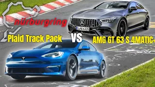 Tesla Model S Plaid Track Pack vs Mercedes AMG GT 63 S 4MATIC+ Nurburgring Lap