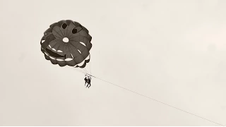 Parasailing over the sea in Abkhazia