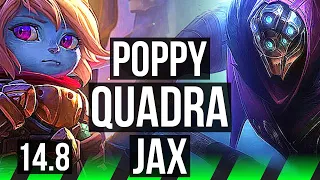 POPPY vs JAX (JGL) | Quadra, 70% winrate, 40k DMG, 7 solo kills, Legendary | KR Master | 14.8