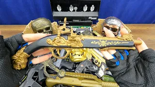 Box of Pirates Weapon Toys ! Firearms, Sharp Knives, Handcuffs, Binoculars, Nunchuck Equipment