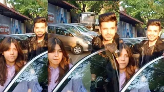 Karan Kundra and Ekta Kapoor Spotted At Lockupp set in film city.