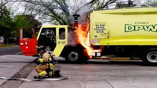 Linden City Garbage Truck Fire on West Elm Street