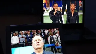 Chloe x Halle singing "America, The Beautiful" at Super Bowl LIII