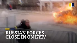 Russian forces continue shelling near Ukrainian capital Kyiv as residents flee fighting