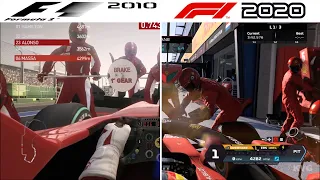 F1 Game Comparison (2010 - 2020 PIT Stop Gameplay Comparison)