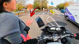 Lady walked RIGHT under the WHEELS | Epic Motorcycle Moments