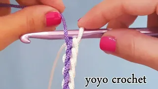 يد شنطة كروشية بخيط السلسلة بلونين سهلة جداً - Crochet Hand Bag#يويو كروشية