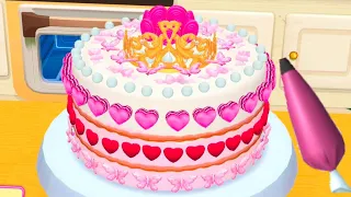 Fun 3D Cake Cooking Game My Bakery Empire Color, Decorate & Serve Cakes - Crown Princess Heart Cake