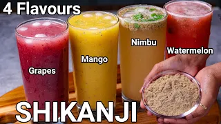 Shikanji Masala Recipe 4 Ways with Homemade Masala Powder - Lemonade, Mango, Grapes & Watermelon