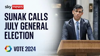 Prime Minister Rishi Sunak announces General Election on 4 July - Sky News coverage