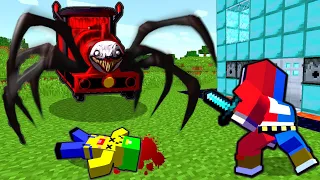 【恐怖の人食い機関車 VS セキュリティハウス😱】恐ろしい化け物のチャールズが襲ってくるマインクラフト🔥【マイクラ Minecraft】ぽっぴんず