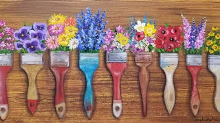 Flower Brushes Acrylic Painting LIVE Tutorial