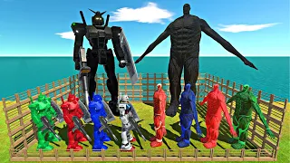 Dark Boss Cage War|Colourful Gundam- Rx78 vs Colourful Colossal Titan-Animal Revolt Battle Simulator