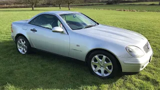 1997 Mercedes Mk1 SLK230 Kompressor Convertible in Brilliant Silver, only 71000 miles from new. FSH