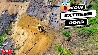 The highest Risk Job CAT D6R XL Cutting Hill On Mountain Road Construction Part 1