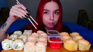 Роллы суши мукбанг/rolls sushi mukbang