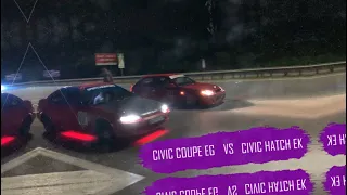 Civic coupe EG vs Civic hatch EK | Civic ED vs Civic ED. Кто же самый быстрый?