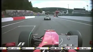 F1 2009 Belgium - Raikkonen overtakes Fisichella after SC Restart