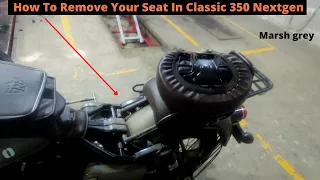 How to Remove Front seat in New Classic 350 -Marsh Grey #re #friendsclub #royalenfield