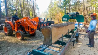 Milling a HUGE log on our HM126 sawmill