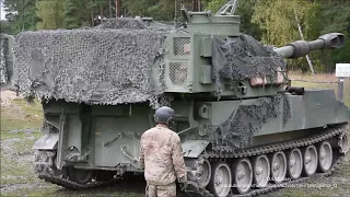 反動がすごすぎてバックする　155mm自走榴弾砲M109A6パラディン　水平射撃