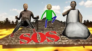 Granny and Grandpa vs Baldi vs Lava