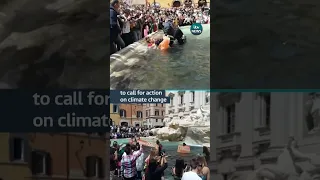 Why did Rome’s Trevi Fountain turn black? #itvnews #climateactivist