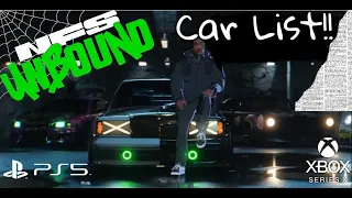 NFS Unbound Full Car List