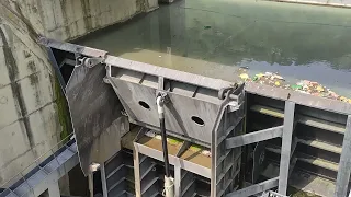 Radial Gate with Flap for Clearing Debris in Dam