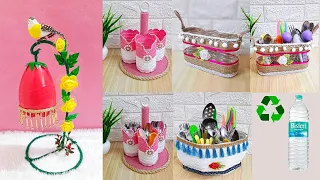 4 Amazing plastic bottle craft ideas |best out of waste organizer craft | lamp from plastic bottle