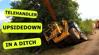 JCB Recovery -Telehandler upsidedown in a ditch - Heavy Recovery