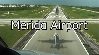 Landing at Merida airport, cockpit view.