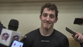 Lukas Sedlak feels good after scoring on the first shift