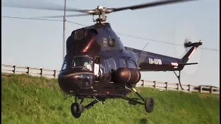 Модернизированный вертолет Ми-2 - запуск и взлет "Helirussia-2018"