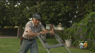 Anaheim Officers On Patrol Stop To Help Elderly Man Mow Lawn