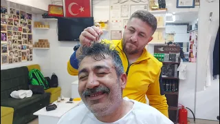 ASMR TURKISH BARBER WITH SLEEP HYPNOSIS @ASMRcambeylimassageHAIR WASH PERFECT MASSAGE ON THE CHAIR