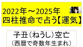 今年の運勢～無料四柱推命（2022年/2023年/2024年/2025年～子丑空亡（奇数年）日柱→甲寅 乙卯 丙辰 丁巳 戊午 己未 庚申 辛酉 壬戌 癸亥