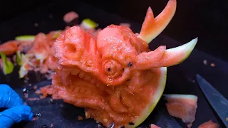 Top Chef Tell U How To Carve Watermelon Into Dragon,So Exquisite! #Carving Fruits #Vegetable Carving
