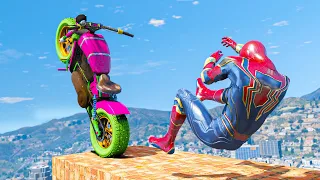 GTA 5 Iron Spiderman & Spider-man Jumps/Stunts/Fails/Ragdolls (Euphoria Ragdolls) Long Video Ep 4