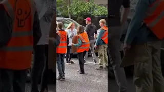 Motorist loses temper at Just Stop Oil protesters blocking traffic