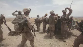 War in Afghanistan - Marines patrol the perimeter of Outpost Shrine in Kajaki archival footage