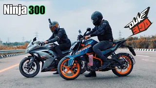 2024 KTM Duke390 vs Ninja 300 Top End Race!