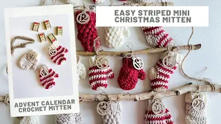 Crochet Advent Calendar - Mini Striped Crochet Mitten Tutorial