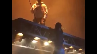 Fan Falls Trying To Climb On Stage With Kanye West At Saint Pablo Tour In Atlanta