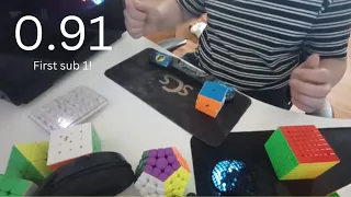 0.91 2x2 Solve! 9 Moves, First Sub 1