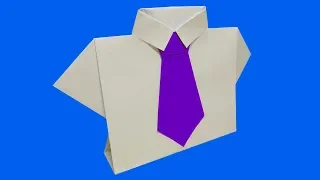 Рубашка с галстуком. Подарок на 23 февраля. Как сделать оригами рубашку с галстуком из бумаги
