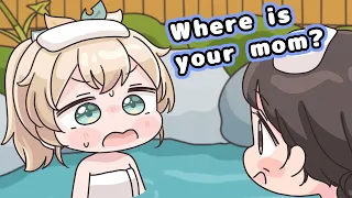 Iroha got mistaken for a child when she was in hotspring alone[Animated Hololive/Eng sub]