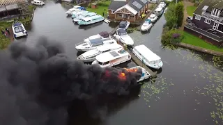 Boat fire, Norfolk Broads Hoveton