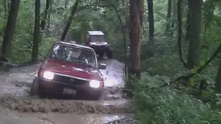 toyota 4 runner off road rainy day